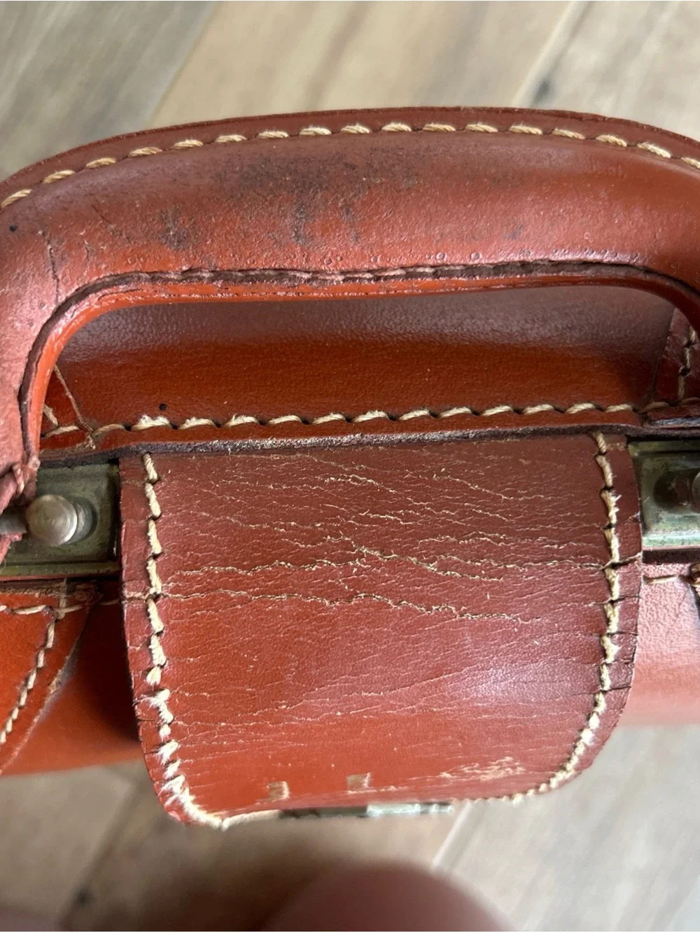 VINTAGE Genuine Deep Cowhide Leather Military Style Briefcase 1960’s Mid Century